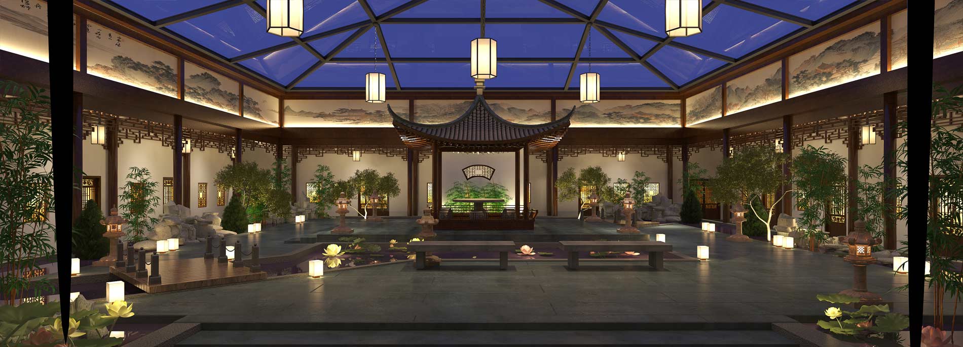 中式裝飾設計,大空間裝修效果圖