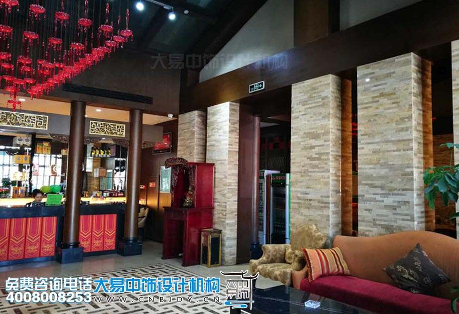 大廳接待臺現代中式風格設計