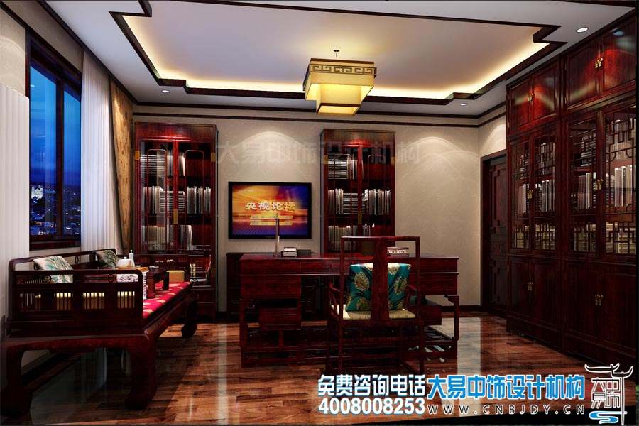 書房簡(jiǎn)約中式設(shè)計(jì)裝修效果圖