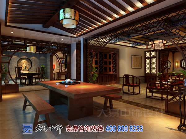 茶會所中式設計裝修 休閑去處將繁華遺忘