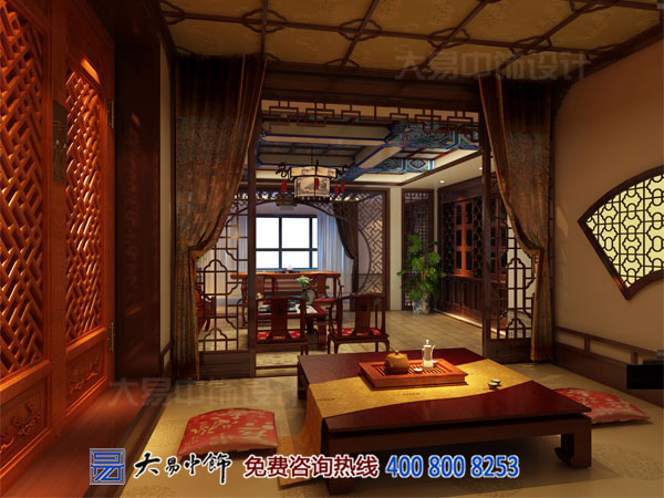 茶會所中式設計裝修 休閑去處將繁華遺忘